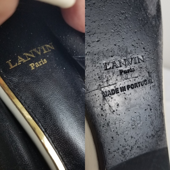 Lanvin Cream Soft Lamb Leather Loagers with Gold Chain Detail Size 7 - Picture 12 of 12